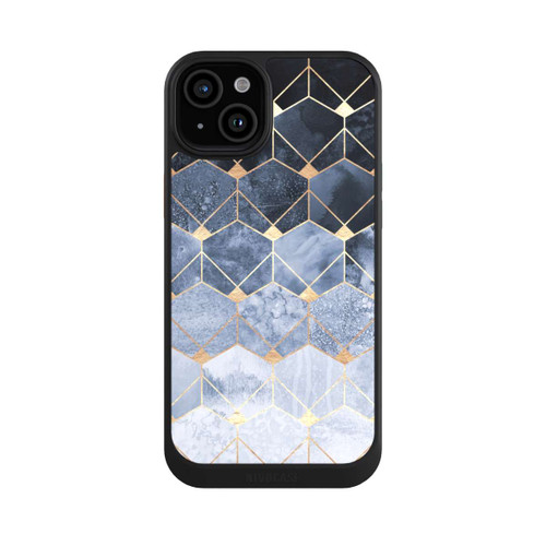 Apple iPhone 15 Plus NIVOcore Blaue Sechsecke und Diamanten Golddruck