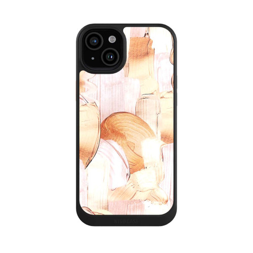 Apple iPhone 15 Plus NIVOcore Weiß/Gold Pinsel Muster