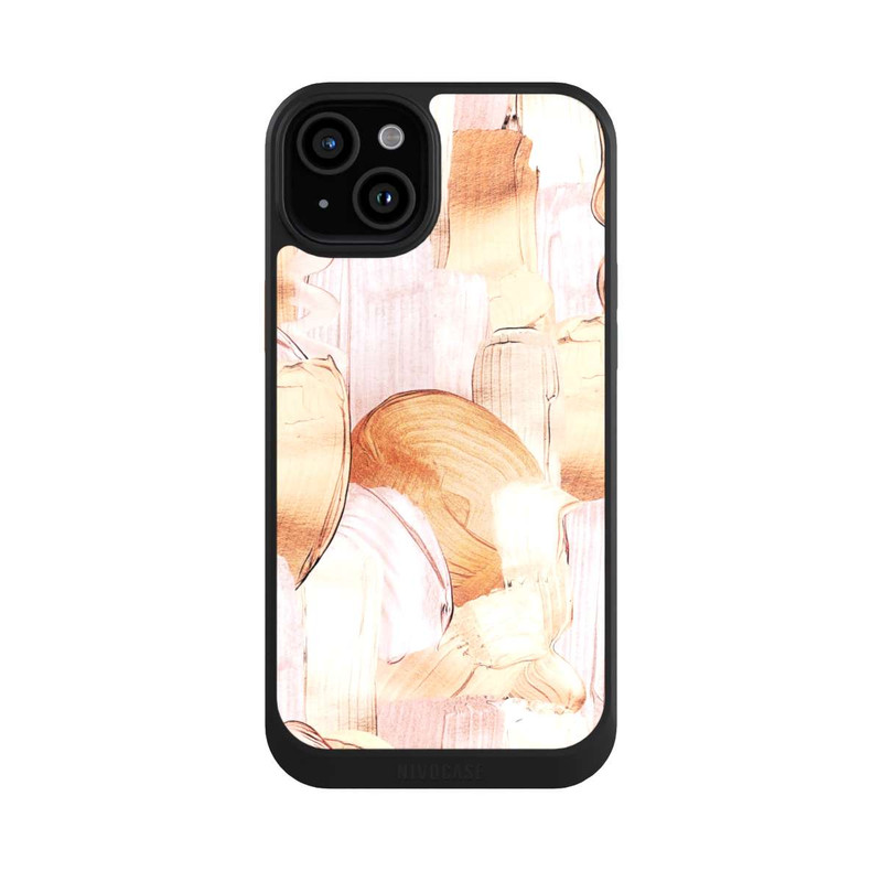 iPhone 15 Plus NIVOcore Weiß/Gold Pinsel Muster