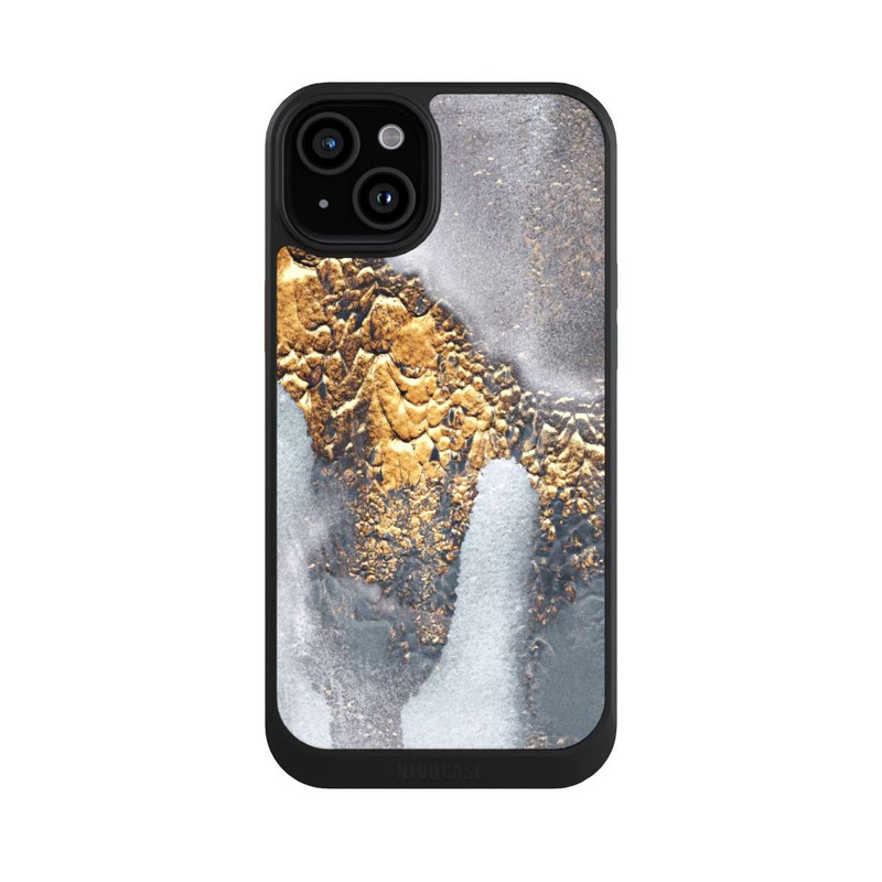 iPhone 15 Plus NIVOcore Look béton doré pailleté