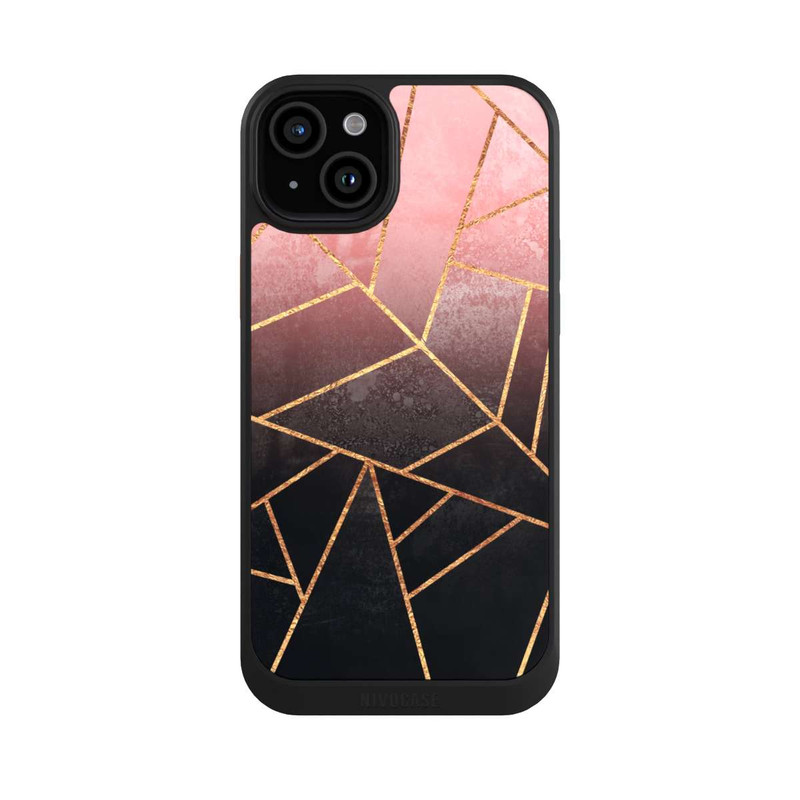 iPhone 15 Plus NIVOcore Imprimé Pierre Or Rose Et Noir