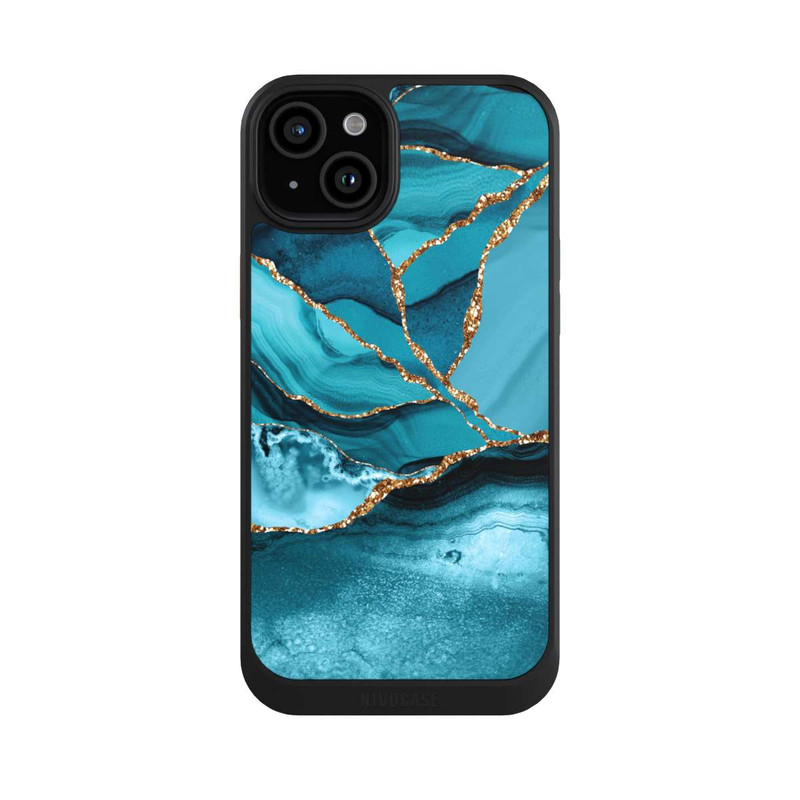 iPhone 15 Plus NIVOcore Eisblaue Marmor Landschaft