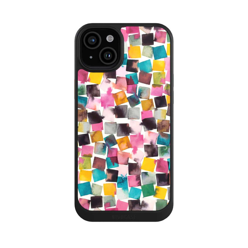 iPhone 15 Plus NIVOcore Plaids Géométriques Aquarelle Rose