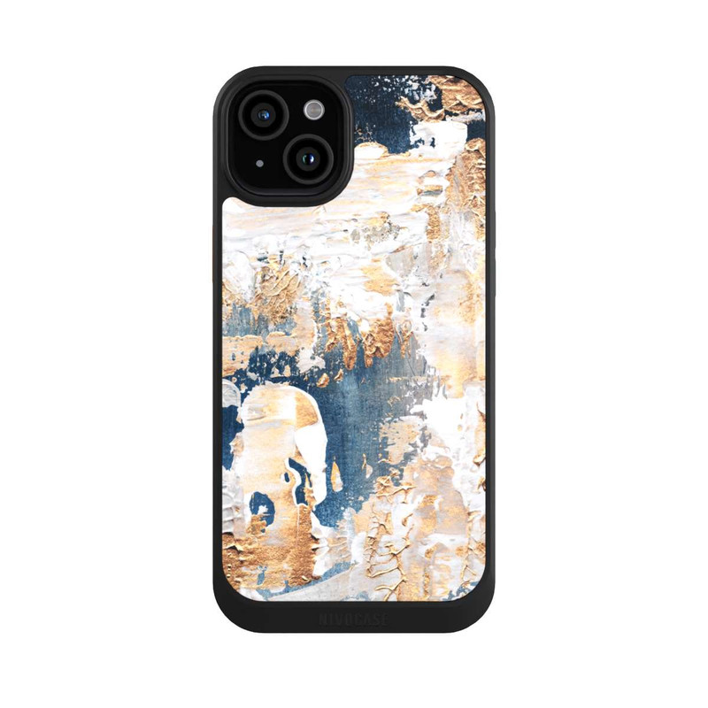 iPhone 15 Plus NIVOcore Abstraktion Blau und Gold
