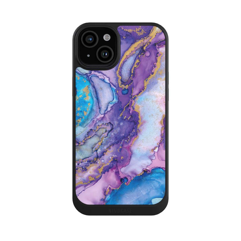 iPhone 15 Plus NIVOcore Purple und Blue Swirl Ink