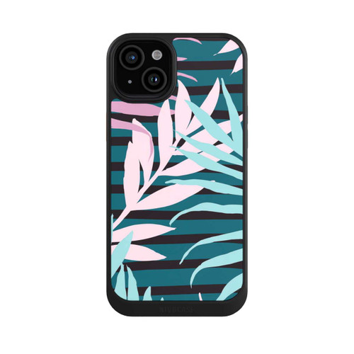 Apple iPhone 15 Plus NIVOcore Pastell-Dschungelblätter rosa blaugrün