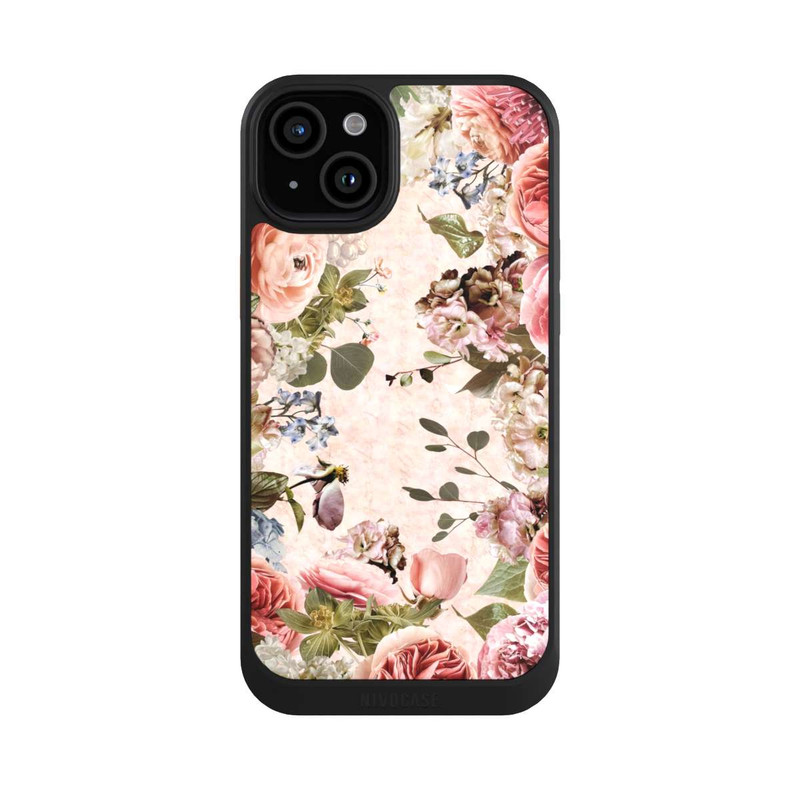 iPhone 15 Plus NIVOcore Blumenrahmen Pfingstrosen Pastell