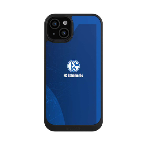 Apple iPhone 15 Plus NIVOcore Schalke 04 Blauer Hintergrund Mit Logo
