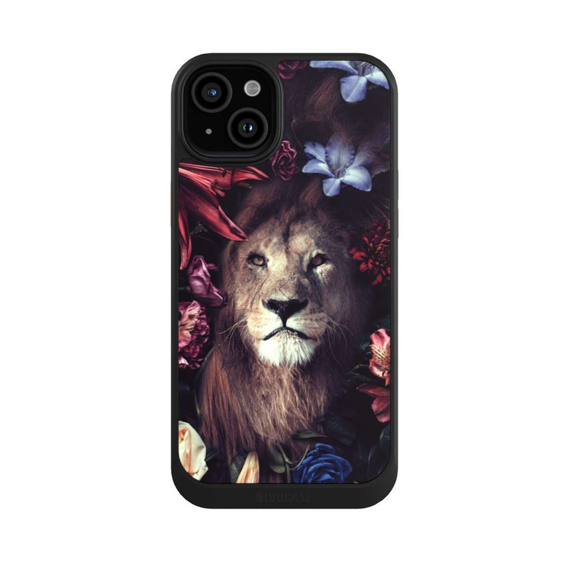 iPhone 15 Plus NIVOcore Löwe Blumenrahmen