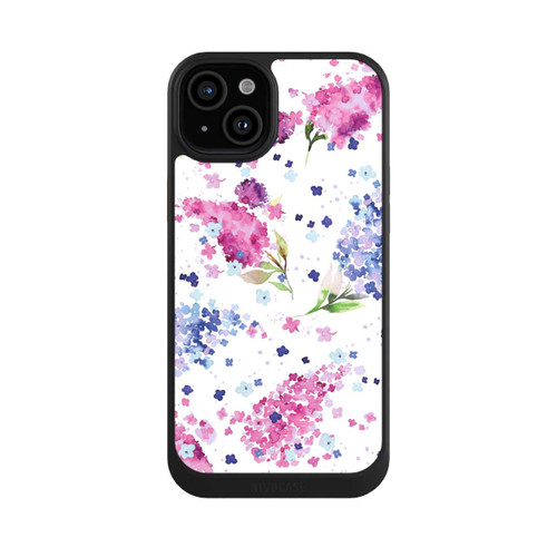 Apple iPhone 15 Plus NIVOcore Hortensien Lila und Rosa Blumen