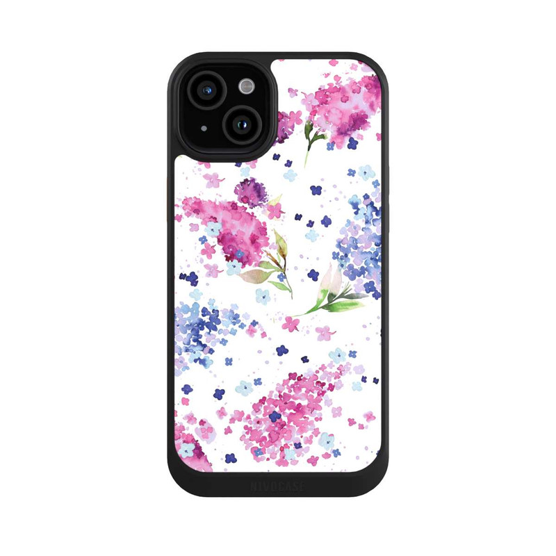 iPhone 15 Plus NIVOcore Hortensias Floraux Lilas Rose