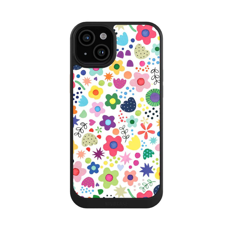 iPhone 15 Plus NIVOcore Psychedelische Blumen bunt