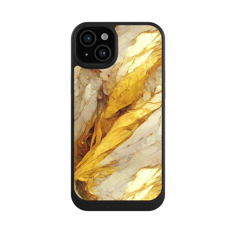 iPhone 15 Plus NIVOcore Weiße Marmor-Golddruckschichten