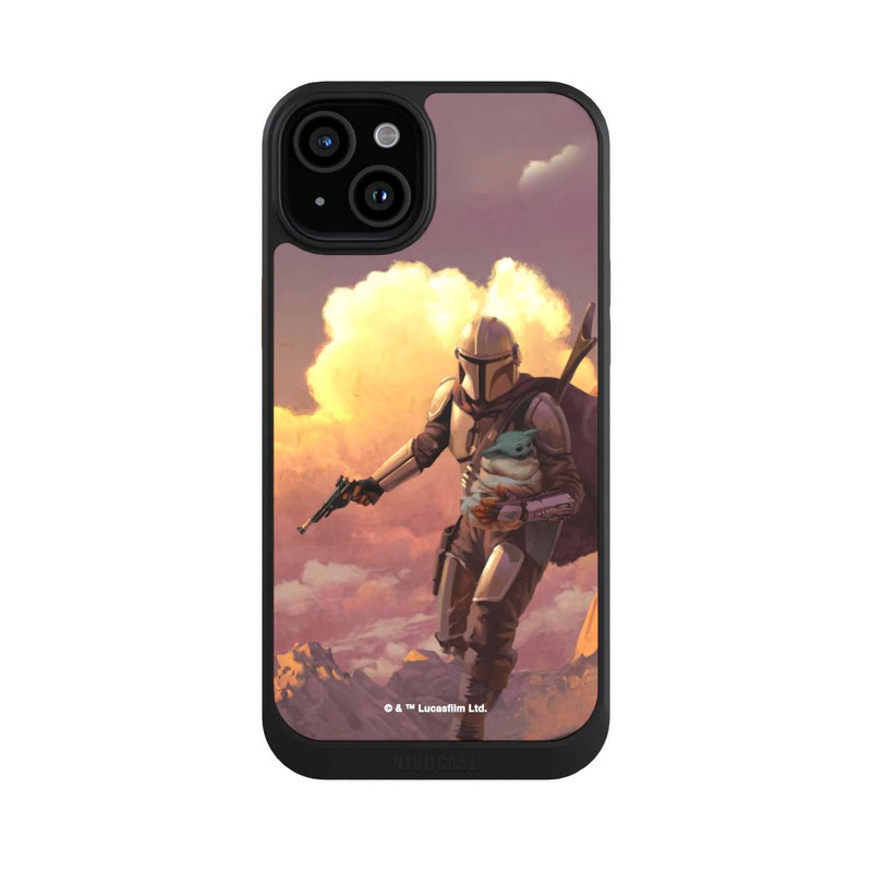 iPhone 15 Plus NIVOcore Les nuages ​​du coucher du soleil Mandalorien et Grogu