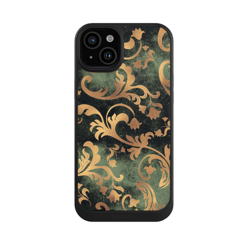 Apple iPhone 15 Plus NIVOcore Damasttapete Dunkelgrün