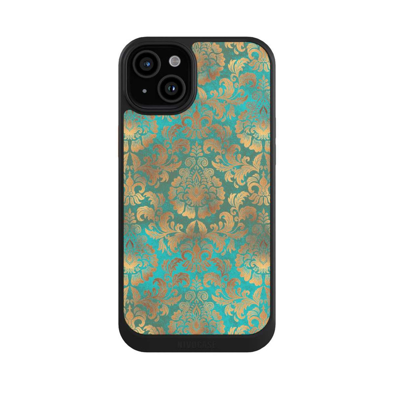 iPhone 15 Plus NIVOcore Damasttapete Türkis
