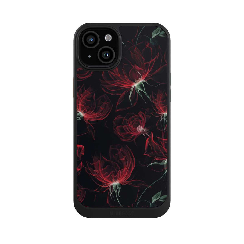 iPhone 15 Plus NIVOcore Fleurs rouges Fond d'écran