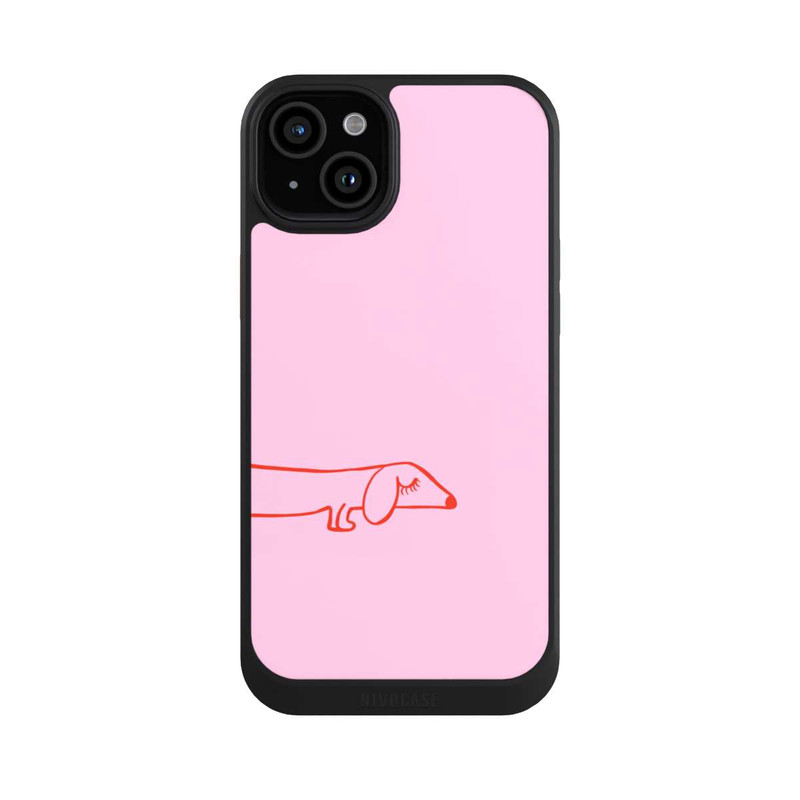 iPhone 15 Plus NIVOcore Dachshund Illustration Pink