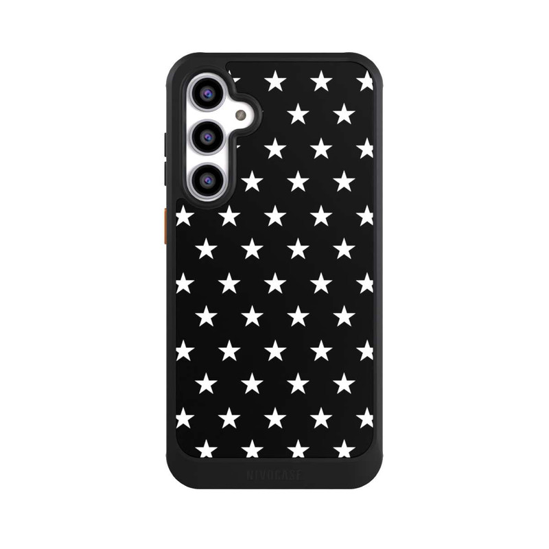 Galaxy S23 FE NIVOcore Confettis Etoiles Blanches sur Fond Noir