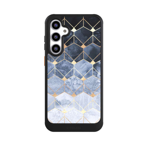 Samsung Galaxy S23 FE NIVOcore Blaue Sechsecke und Diamanten Golddruck