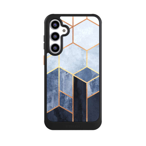 Samsung Galaxy S23 FE NIVOcore Blauer Farbverlauf Sechsecke Golddruck