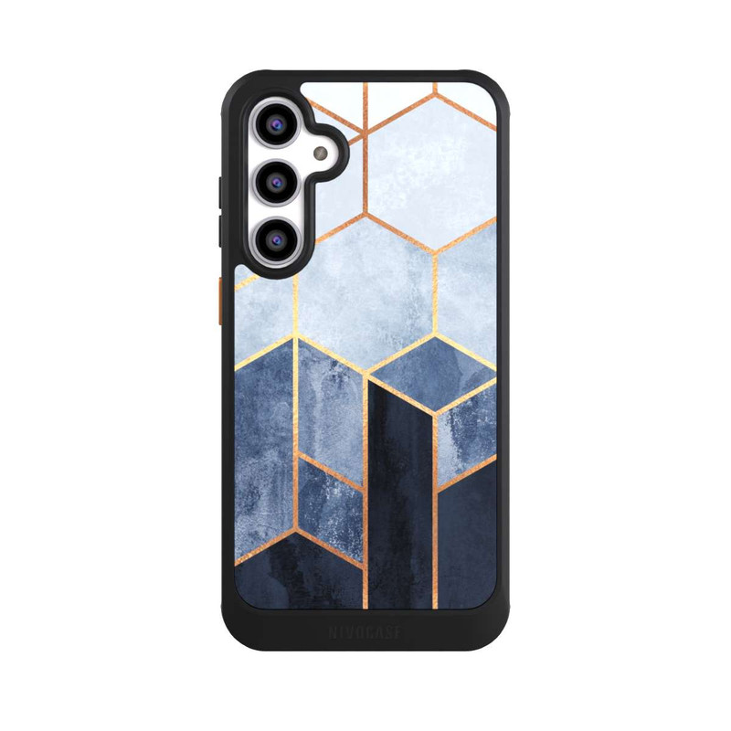 Galaxy S23 FE NIVOcore Blauer Farbverlauf Sechsecke Golddruck