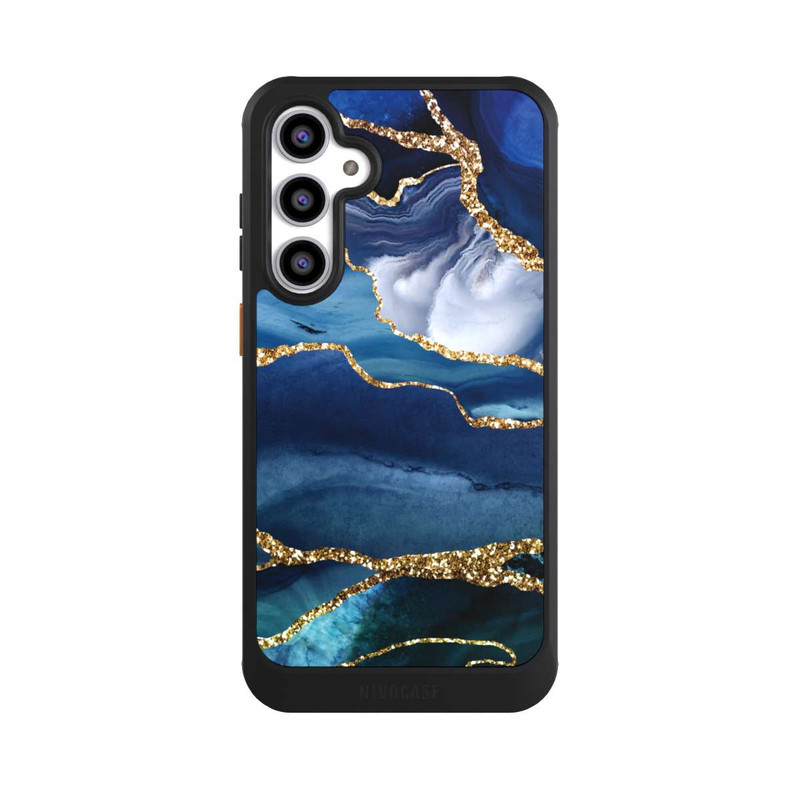Galaxy S23 FE NIVOcore  Blauer Marmor Gold Glitzer Look