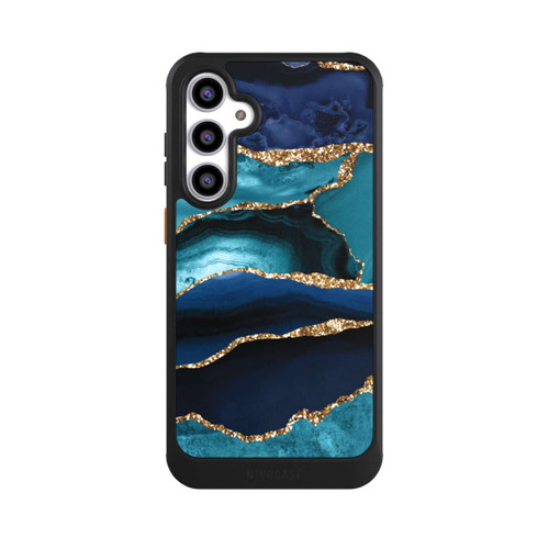 Samsung Galaxy S23 FE NIVOcore Dark and Light Blue Marble Gold Glitter Look
