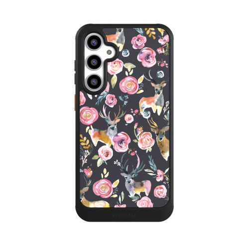 Samsung Galaxy S23 FE NIVOcore Hirsche und Blumen Anthrazit