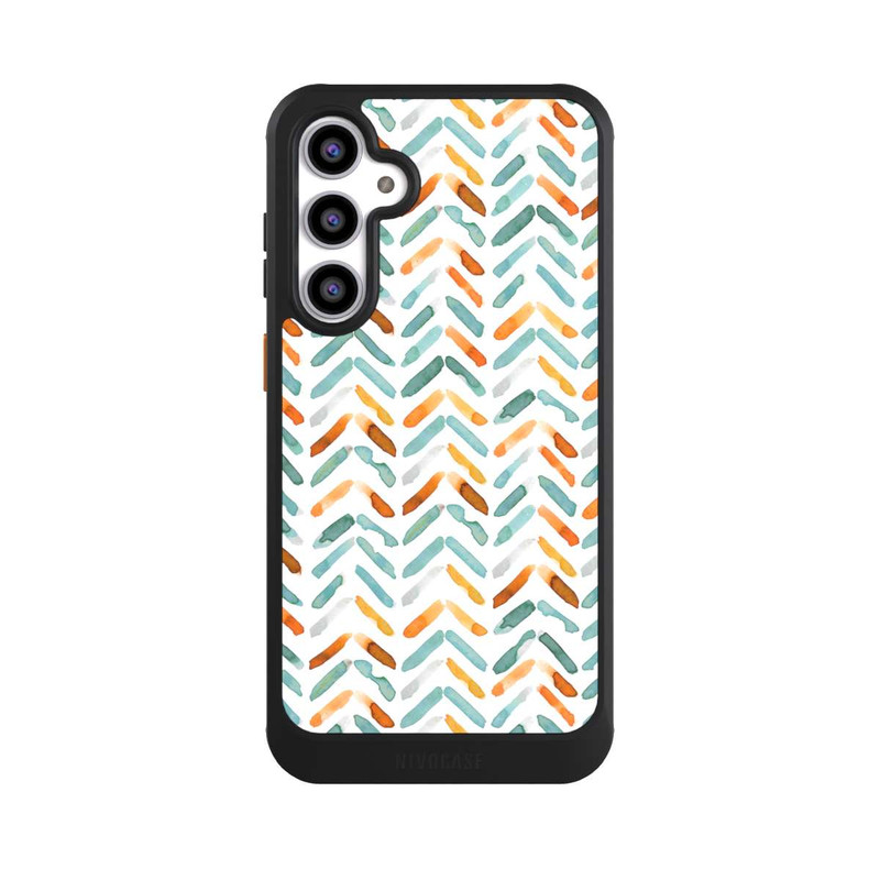 Galaxy S23 FE NIVOcore Elegantes Herbstchevron Blau Orange