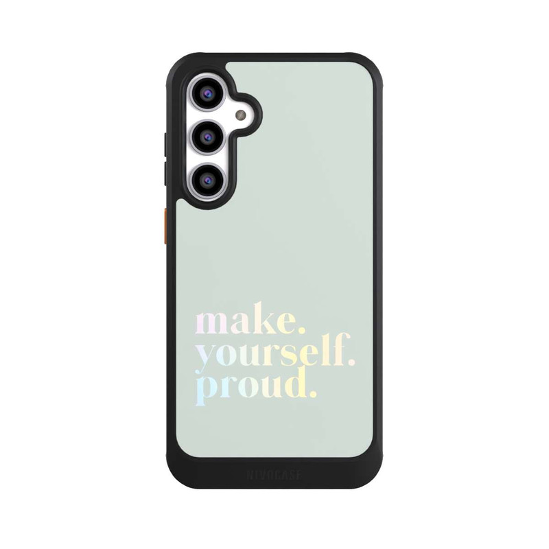 Galaxy S23 FE NIVOcore Make Yourself Proud Zitat-Minze und Farbverlauf