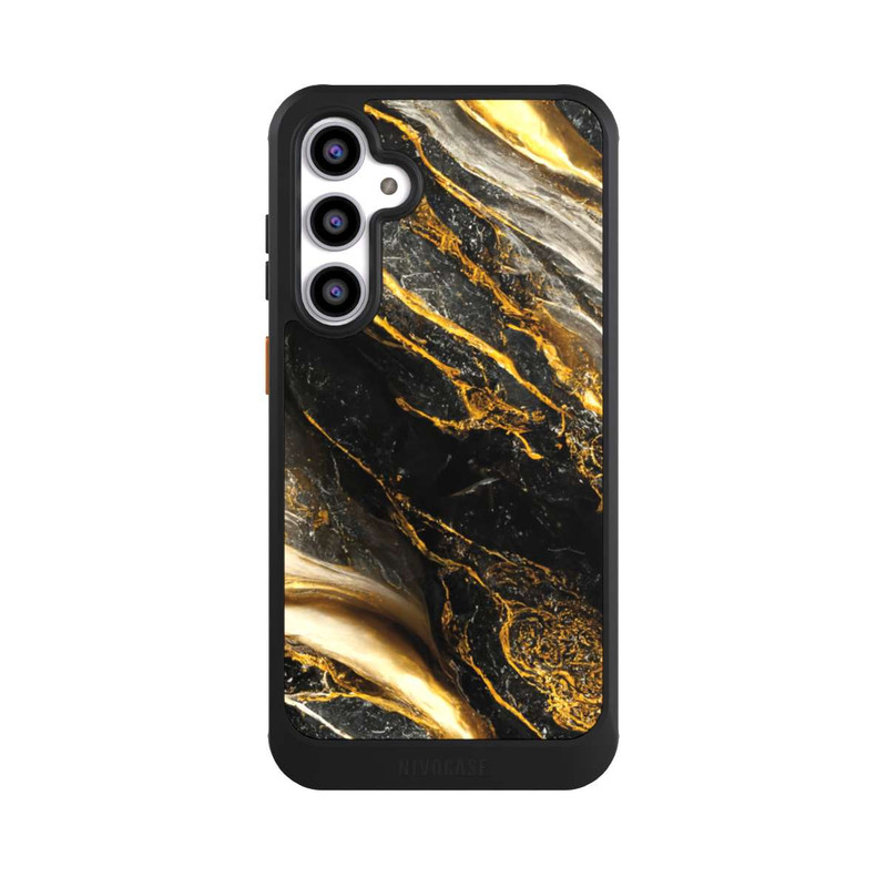 Galaxy S23 FE NIVOcore Black Marble Gold Print Layers