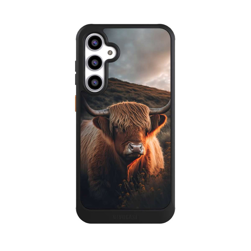 Galaxy S23 FE NIVOcore Vache Highland avec de grandes cornes avec IA