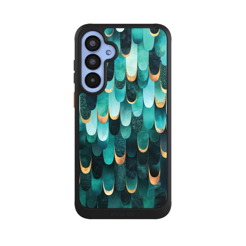 Galaxy A55 5G NIVOcore Imprimé or turquoise à plumes