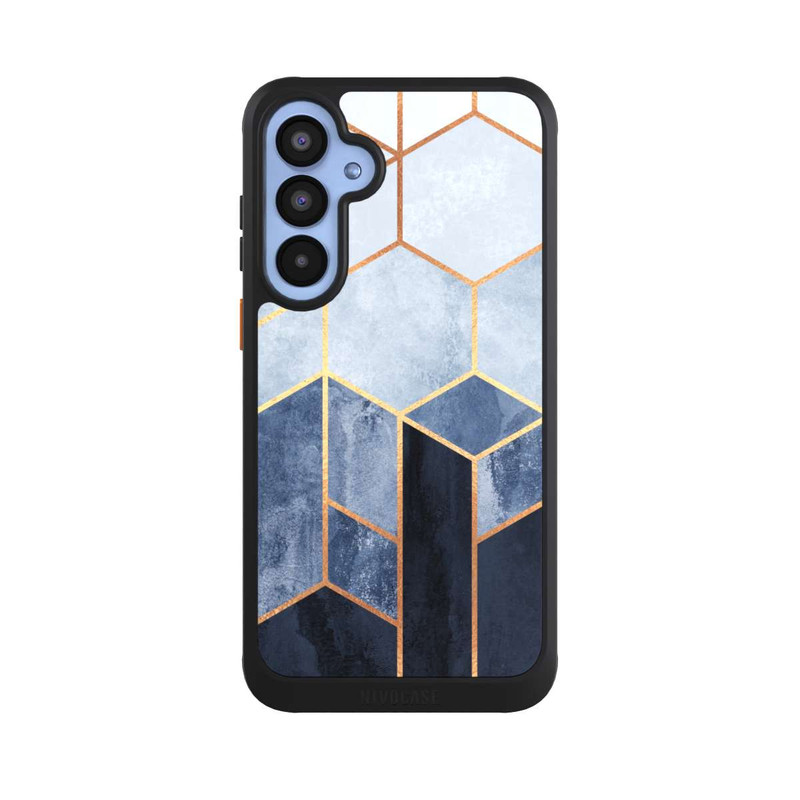 Galaxy A55 5G NIVOcore Blauer Farbverlauf Sechsecke Golddruck