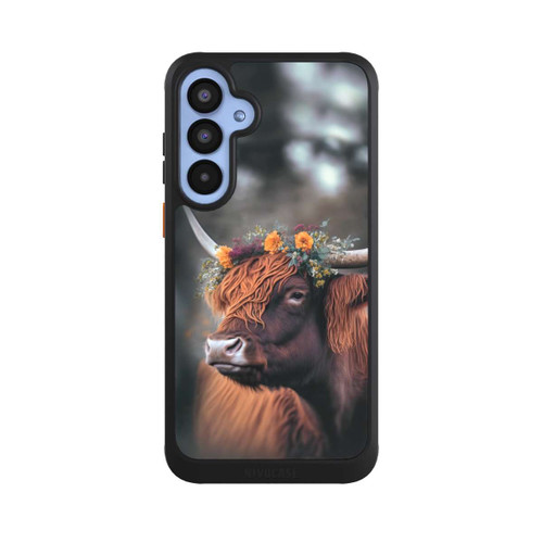 Samsung Galaxy A55 5G NIVOcore Vache des Highlands avec des fleurs avec IA