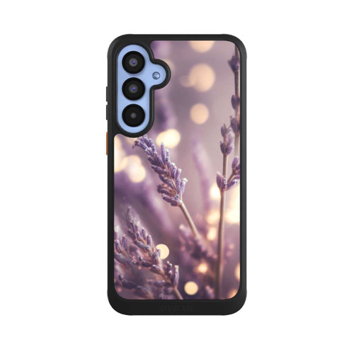 Samsung Galaxy A55 5G NIVOcore Lavande en gros plan avec IA