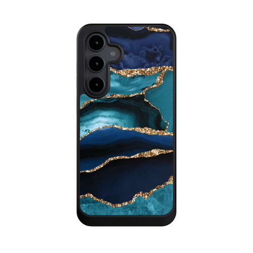 Samsung Galaxy S24 FE 5G NIVOcore Dark and Light Blue Marble Gold Glitter Look