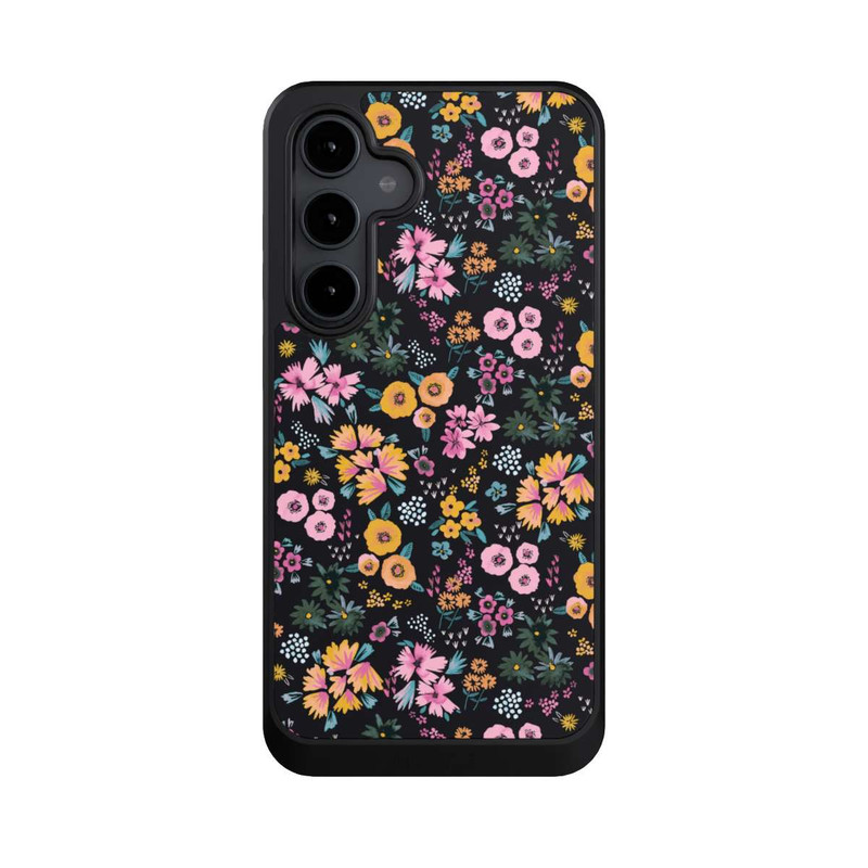 Galaxy S24 FE NIVOcore Kleine bunte Blumen Schwarz 2