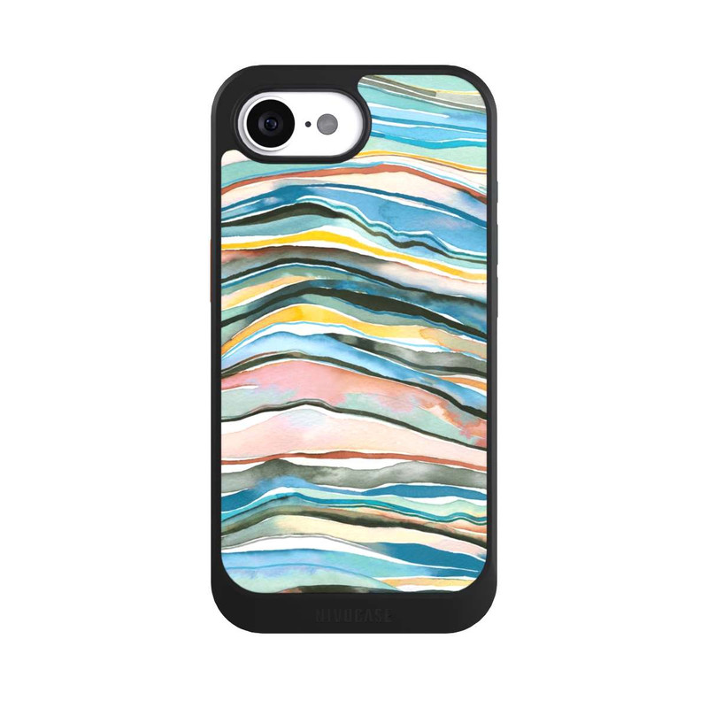iPhone 16e NIVOcore Watercolor Agate Layers Blue