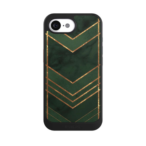 Apple iPhone 16e NIVOcore Dark Green Pattern Golden Stripes