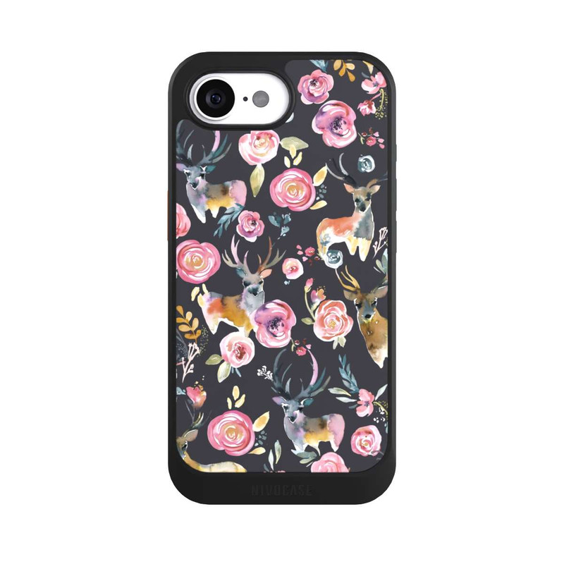 iPhone 16e NIVOcore Cerfs et fleurs Anthracite
