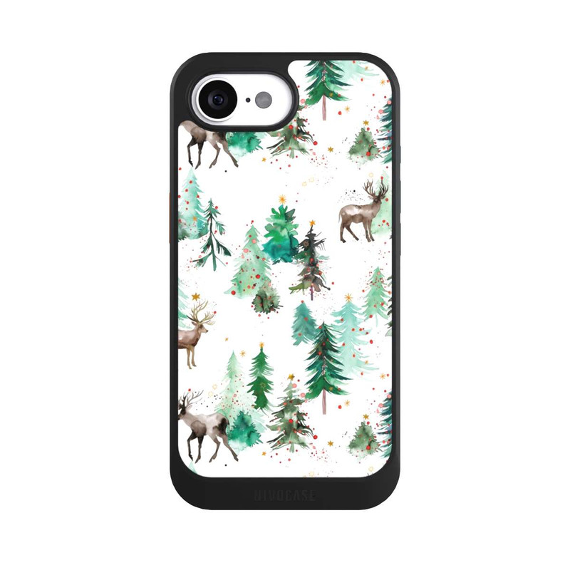 iPhone 16e NIVOcore Cerfs et arbres de Noël d'hiver