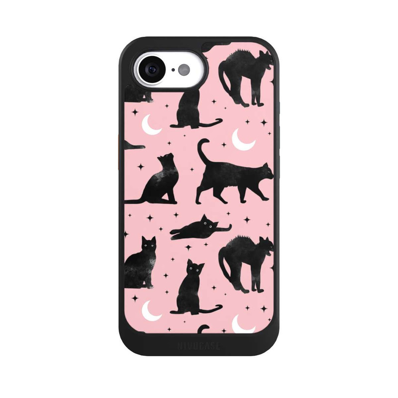iPhone 16e NIVOcore Lune & Chats Fond Rose