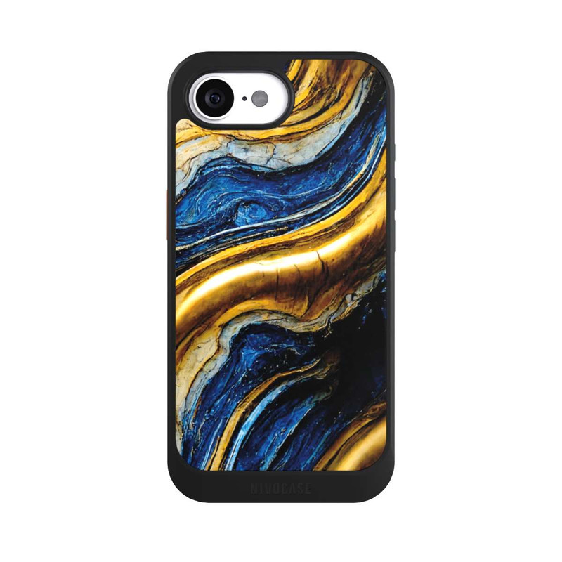 iPhone 16e NIVOcore Struktur im Royalblau- und Gold-Look