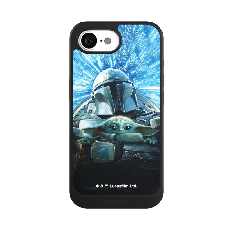 iPhone 16e NIVOcore Grogu und Mando fliegen blau