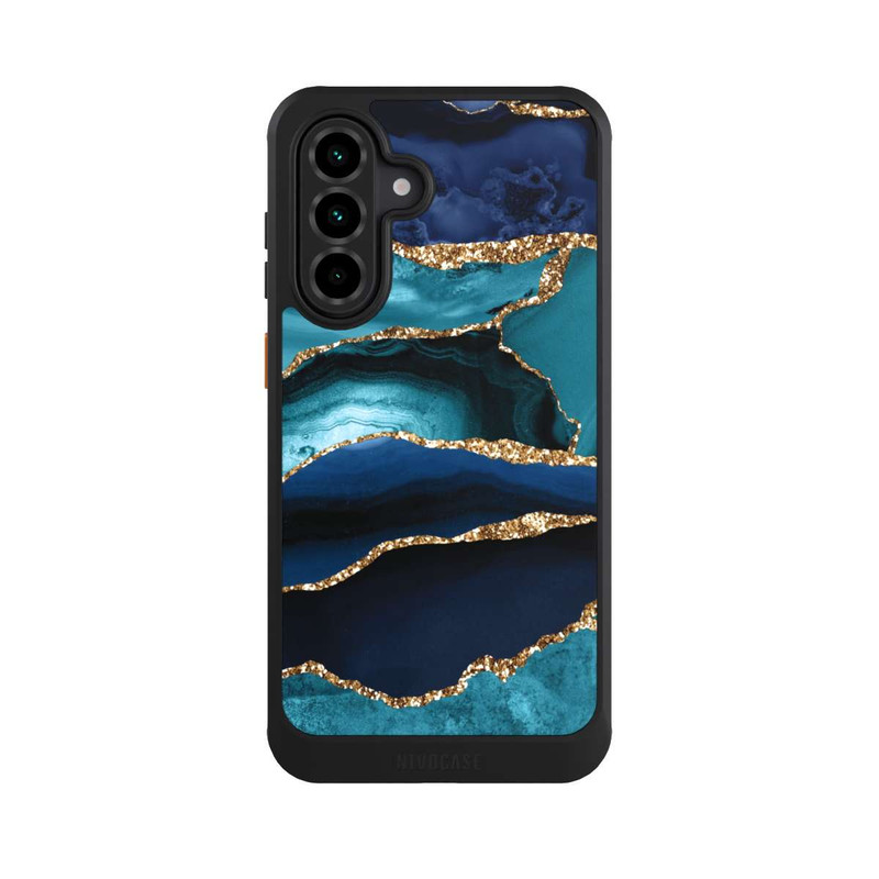 Galaxy A36 5G NIVOcore Dark and Light Blue Marble Gold Glitter Look