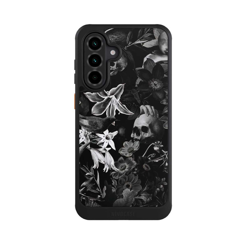 Galaxy A36 5G NIVOcore Skulls and Flowers on Black Background