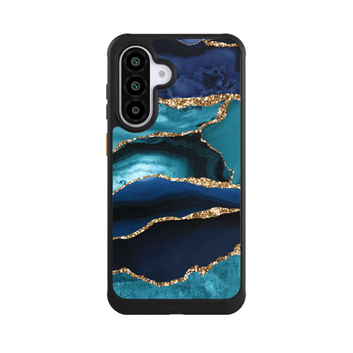 Samsung Galaxy A56 5G NIVOcore Dark and Light Blue Marble Gold Glitter Look