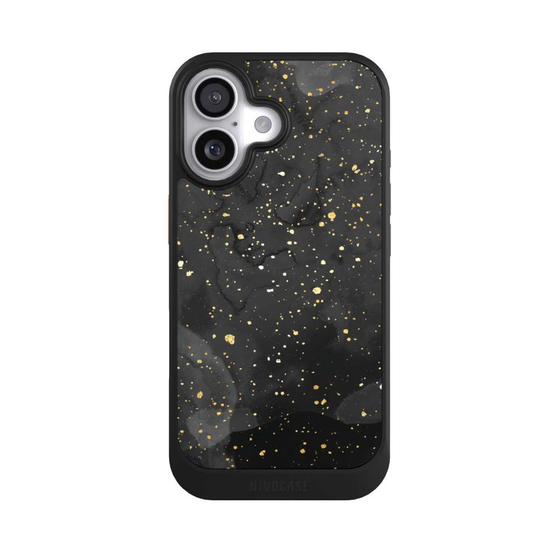 iPhone 17 NIVOcore Marbre Noir & Etincelles Dorées